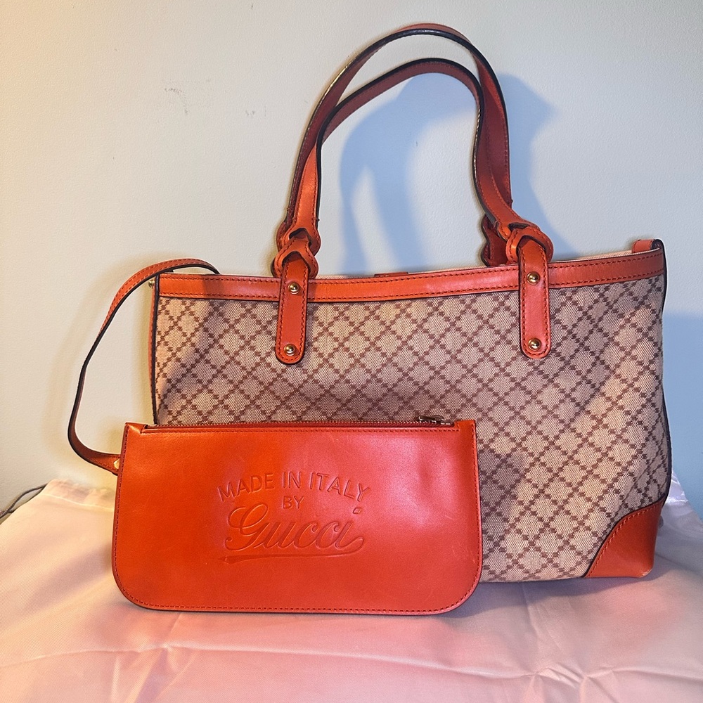 Gucci Tan and Orange Tote Bag Set
